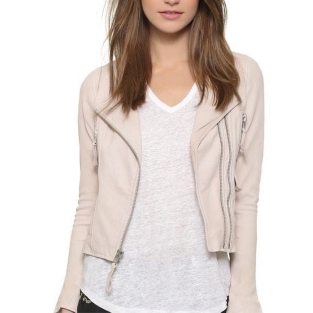 JOIE Vivianette Pink Genuine Lamb Leather Jacket